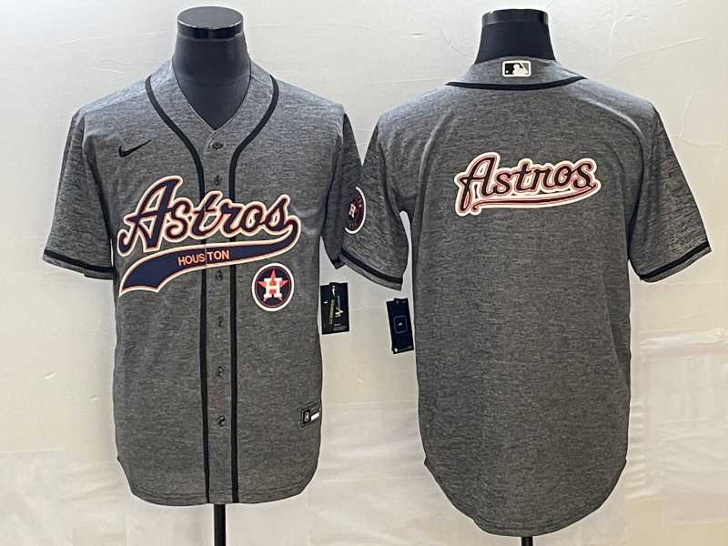Mens Houston Astros Blank Grey Gridiron With Patch Cool Base Stitched Baseball Jerseys->houston astros->MLB Jersey